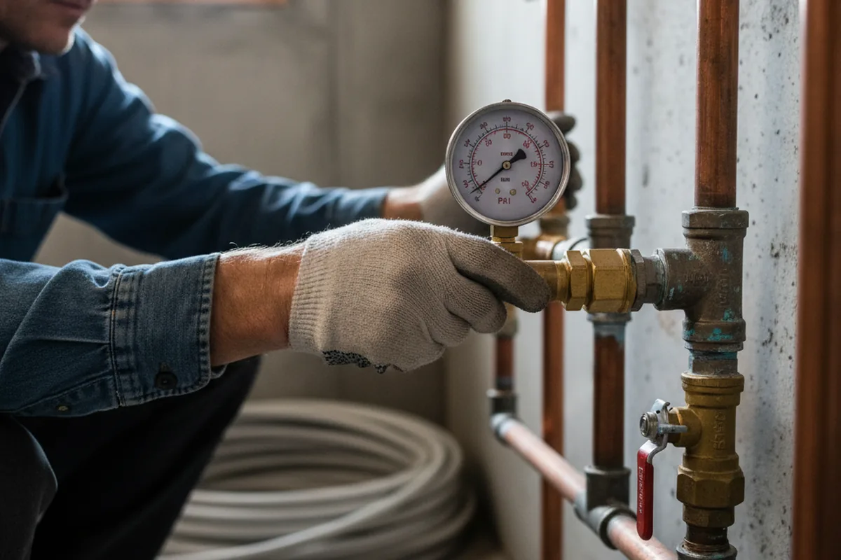 Pressure testing a repaired line during Water Line Repair in Kohler